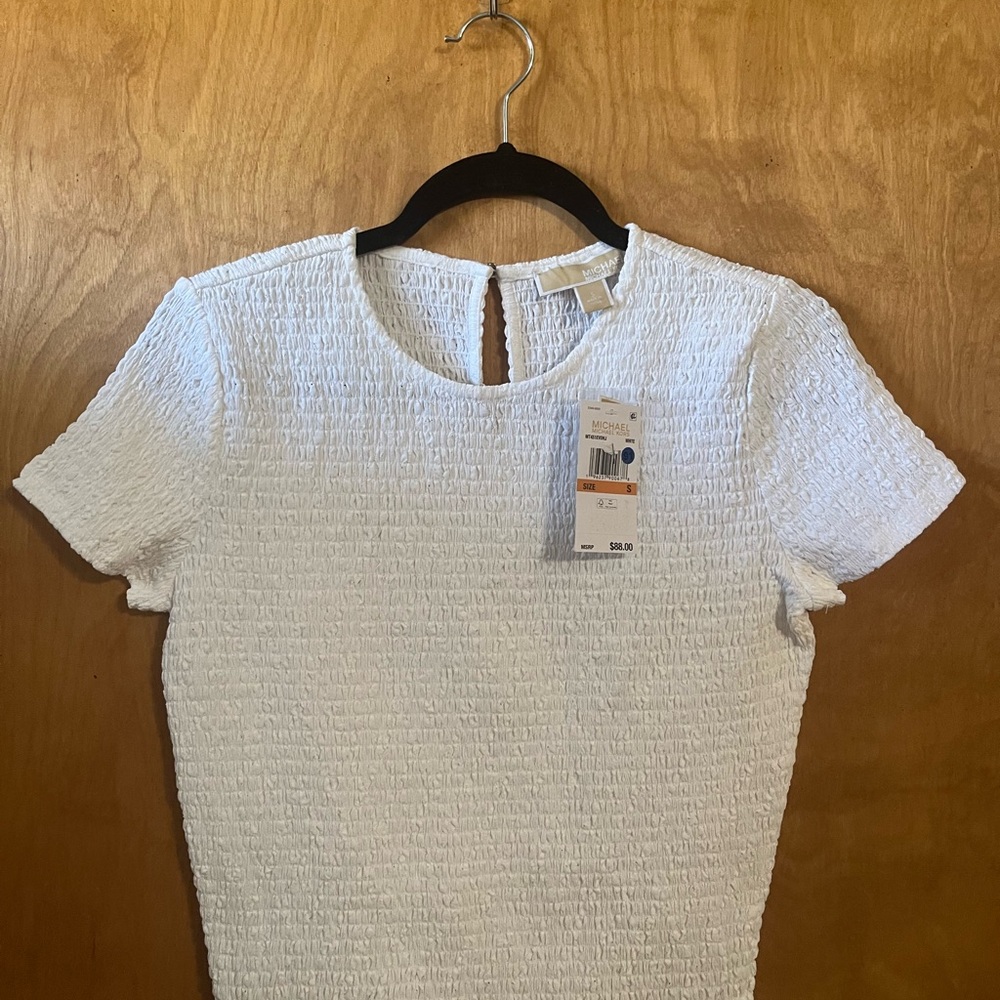 MICHAEL Michael Kors White Textured Blouse